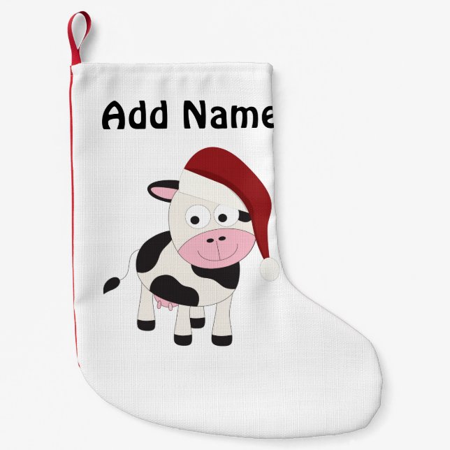 Calcetín Navideño Pequeño Vaca Navidad personalizable (Anverso)