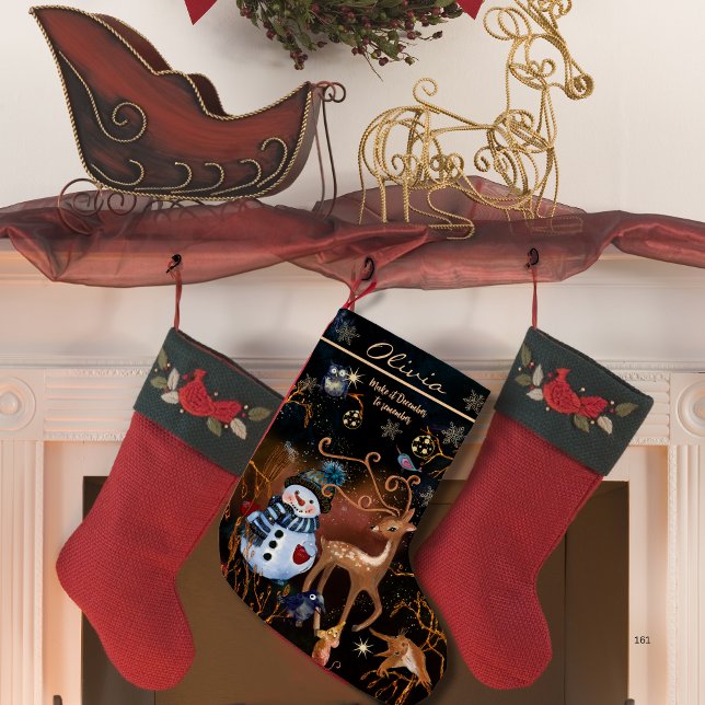 Calcetín Navideño Pequeño Vacaciones forestales encantadas Animales de Stock (Enchanted Forest Holiday Stocking -Woodland Animals)