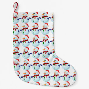Calcetín Navideño Pequeño Vallas de Navidades de patrón de hombre de nieve