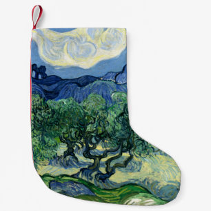 Calcetín Navideño Pequeño Van Gogh Los Olivos Pintura de Paisaje