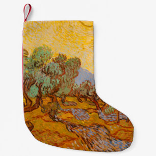 Calcetín Navideño Pequeño Van Gogh Olive Trees cielo amarillo