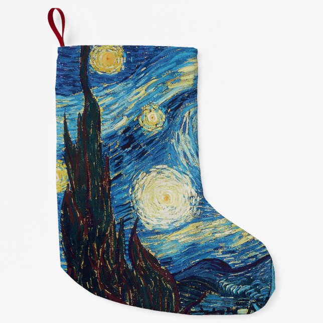 Calcetín Navideño Pequeño Van Gogh Starry Night Classic Impresionsionist Art (Anverso)