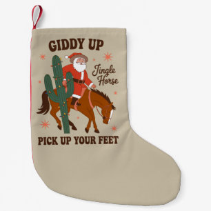 Calcetín Navideño Pequeño Vaquero alegre tintineo caballo levanta tus pies