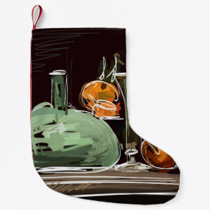 Calcetín Navideño Pequeño Vaso verde del vino de frutas expresionista