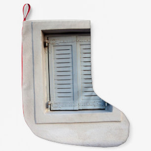 CALCETÍN NAVIDEÑO PEQUEÑO VENTANA DE 2 PUERTAS DE MADERA GRIS CERRADA