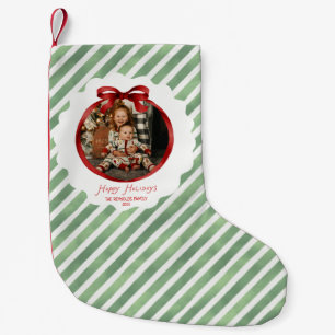 Calcetín Navideño Pequeño Verde Rojo Caprichoso Marco de Foto Navidad