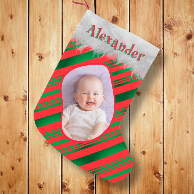 Calcetín Navideño Pequeño Verde Rojo Feliz Navidad Festividad Festividad Fot (Subido por el creador)