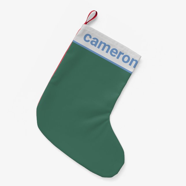 Calcetín Navideño Pequeño Verde y azul simple moderno personalizado (Frente (Colgado))