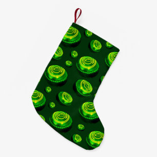 Calcetín Navideño Pequeño Verdes rodante: Patrón de bowling en césped en pin
