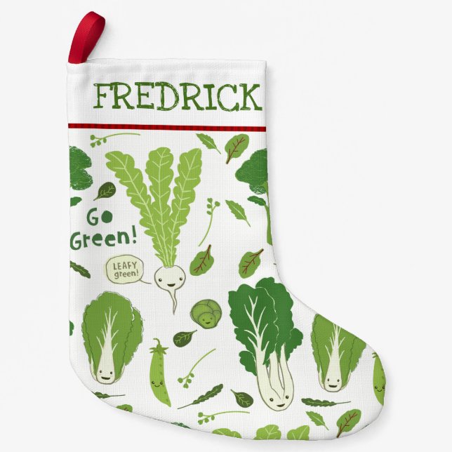 Calcetín Navideño Pequeño Verduras lindas sanas verdes frondosas de los (Anverso)