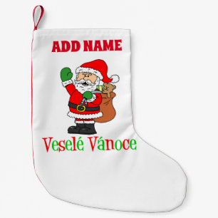 Calcetín Navideño Pequeño Vesele Vanoce Nombre personalizado checo