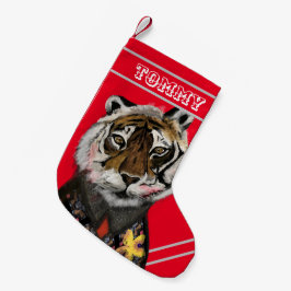 Calcetín Navideño Pequeño Vestidos Navidades de tigres levantándose