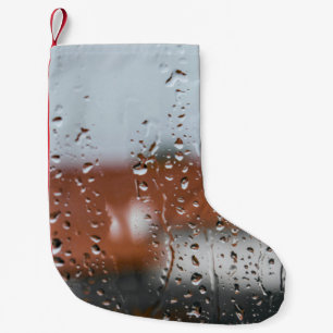 Calcetín Navideño Pequeño Vidrio con gotas de lluvia