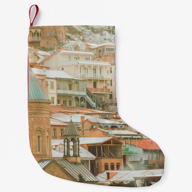 Calcetín Navideño Pequeño Viejos edificios históricos de Tiflis. Viajes del  (Anverso)