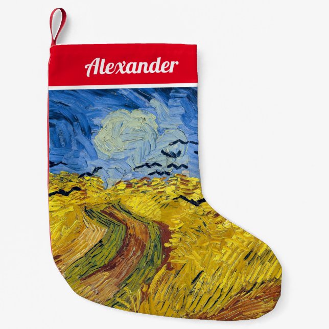 Calcetín Navideño Pequeño Vincent van Gogh - Wheatfield con cuervos (Anverso)