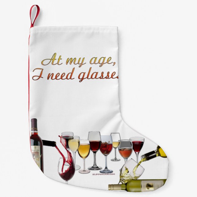Calcetín Navideño Pequeño Vino de SlipperyJoe's Wine Glasses vino fermentado (Anverso)