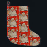 Calcetín Navideño Pequeño Vintage Christmas Santa Claus Waving<br><div class="desc">Nochebuena de Navidad retro rojo Vintage,  Papá Noel,  agitando a pequeños Navidades de vacaciones.</div>