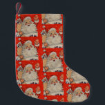 Calcetín Navideño Pequeño Vintage Christmas Santa Claus Waving<br><div class="desc">Nochebuena de Navidad retro rojo Vintage,  Papá Noel,  agitando a pequeños Navidades de vacaciones.</div>