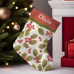 Calcetín Navideño Pequeño Vintage Christmas Watercolor Holly deja Monograma<br><div class="desc">Celebre la temporada de fiestas con esta encantadora reserva de Navidad vintage con hermosas hojas de color agua y un monograma de personalizable. Este establecimiento está diseñado con atención a los detalles y aporta un toque de elegancia y nostalgia a la decoración de sus vacaciones. Perfecto para pasar el rato...</div>