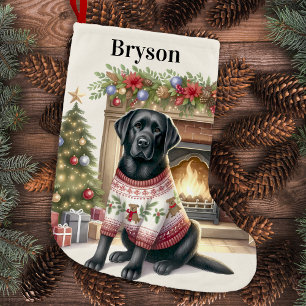 Calcetín Navideño Pequeño Vintage Labrador recuperador de perro festivo