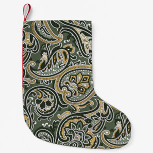Calcetín Navideño Pequeño vintage Paisley patrón étnico oriental sin foco p