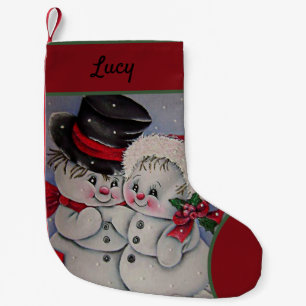 Calcetín Navideño Pequeño Vintage Snowman Holiday Feliz Navidad