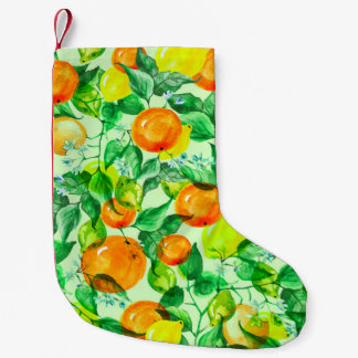 Calcetín Navideño Pequeño  Vintage watercolor pattern - Lemon branch with fl