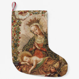 Calcetín Navideño Pequeño Virgen Adorando al Niño Jesús de la Escuela Cuzque