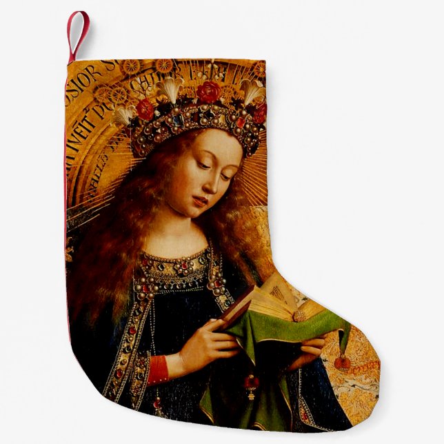 Calcetín Navideño Pequeño Virgin Mary por Jan van Eyck (Anverso)