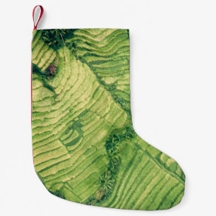 Calcetín Navideño Pequeño Vista aérea del campo verde