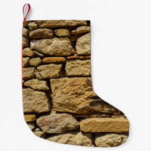 Calcetín Navideño Pequeño Vista de una pared antigua con abstracto de piedra