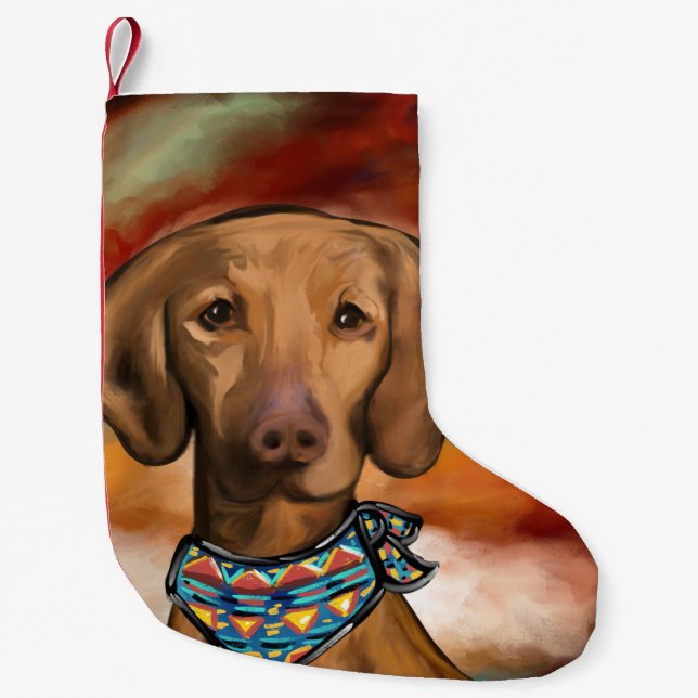 Calcetín Navideño Pequeño Vizsla (Anverso)