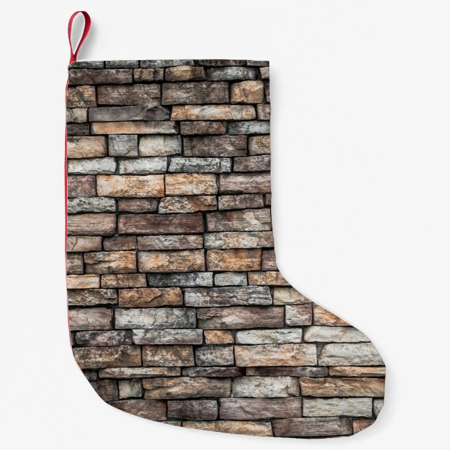 Calcetín Navideño Pequeño Wall stone wall brick wall (Anverso)