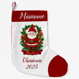 Calcetín Navideño Pequeño Weihnachtsmann mit Tannenzweigen -