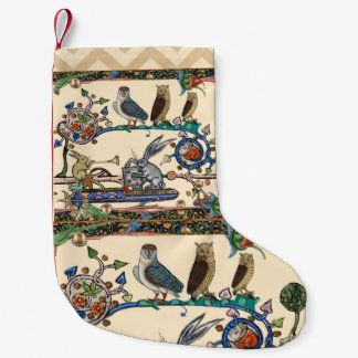 Calcetín Navideño Pequeño WEIRD MEDIEVAL BESTIARY MAKING MUSIC Owls ,Rabbits
