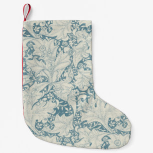 Calcetín Navideño Pequeño William Morris Wallflower damasco azul floral