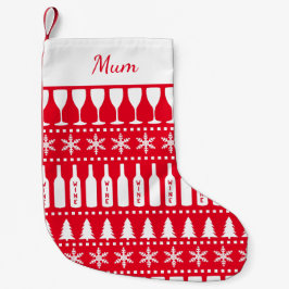 Calcetín Navideño Pequeño Wine Lover Navidades feos suéter rojo