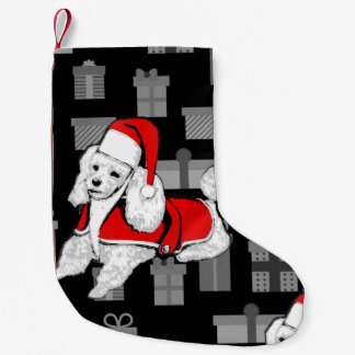 Calcetín Navideño Pequeño xmas santa claus poodle