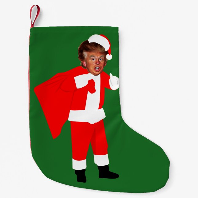 Calcetín Navideño Pequeño xmas santa donald trump (Anverso)