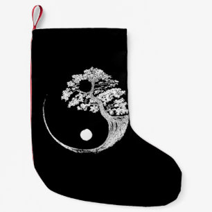 Calcetín Navideño Pequeño Yin Yang Bonsai Tree Budismo japonés Zen