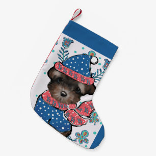Calcetín Navideño Pequeño Yorkie Poo