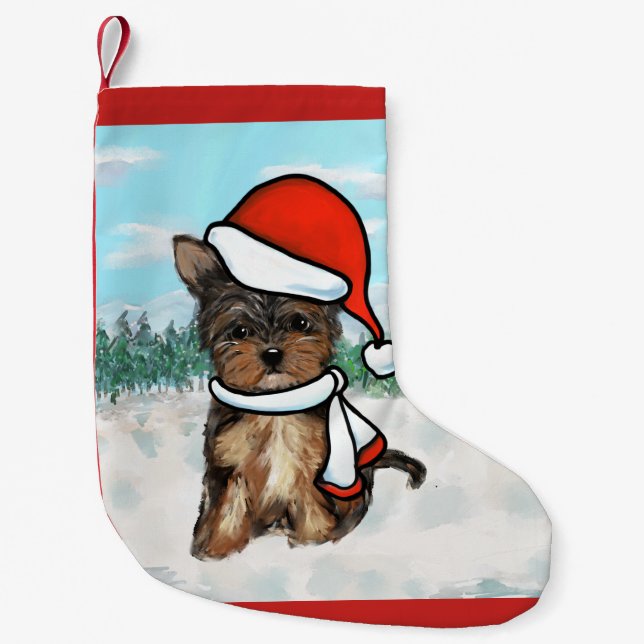 Calcetín Navideño Pequeño Yorkie Poo (Anverso)