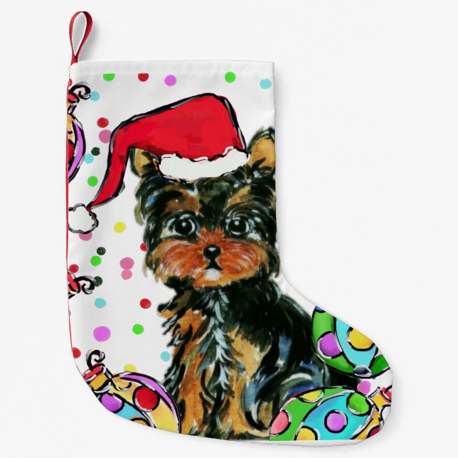 CALCETÍN NAVIDEÑO PEQUEÑO YORKIE POO (Anverso)