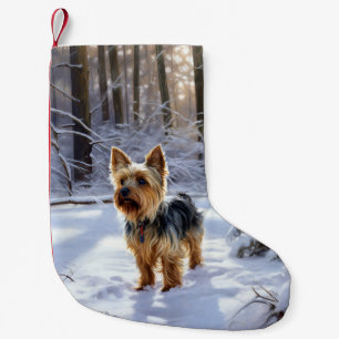 Calcetín Navideño Pequeño Yorkshire Terrier Let It Snow Navidades