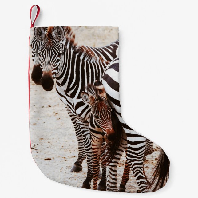 CALCETÍN NAVIDEÑO PEQUEÑO ZEBRA FAMILY (Anverso)