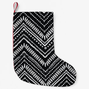 Calcetín Navideño Pequeño Zigzag Stripes: Étnica de mano detenida