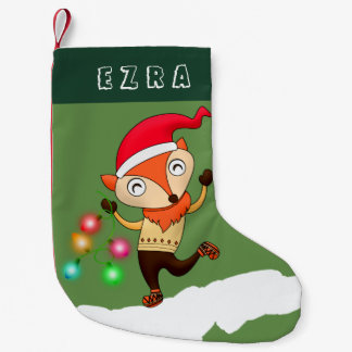 CALCETÍN NAVIDEÑO PEQUEÑO ZORRO CON LAS LUCES DE NAVIDAD CHRISMTAS. ZORRO