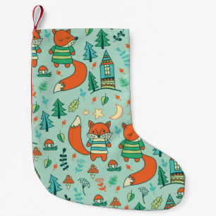 Calcetín Navideño Pequeño Zorros jóvenes: Patrón de niños sin problemas.