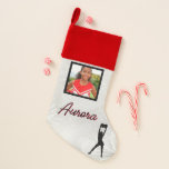 Calcetín Navideño Personalizado animador Winter Wonder Foto y nombre<br><div class="desc">¡El animador Winter Wonder diseño personalizado con el nombre de su hijo y su foto!</div>