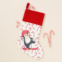 Pingüino en un Navidad de esquí de pie